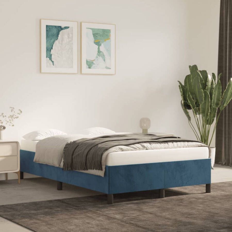 VIDAXL Bedframe zonder matras 120x200 cm fluweel donkerblauw - Foto 1