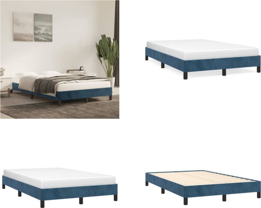 VidaXL Bedframe fluweel donkerblauw 120x200 cm Bedframe Bedframes Slaapmeubel Bedbodem