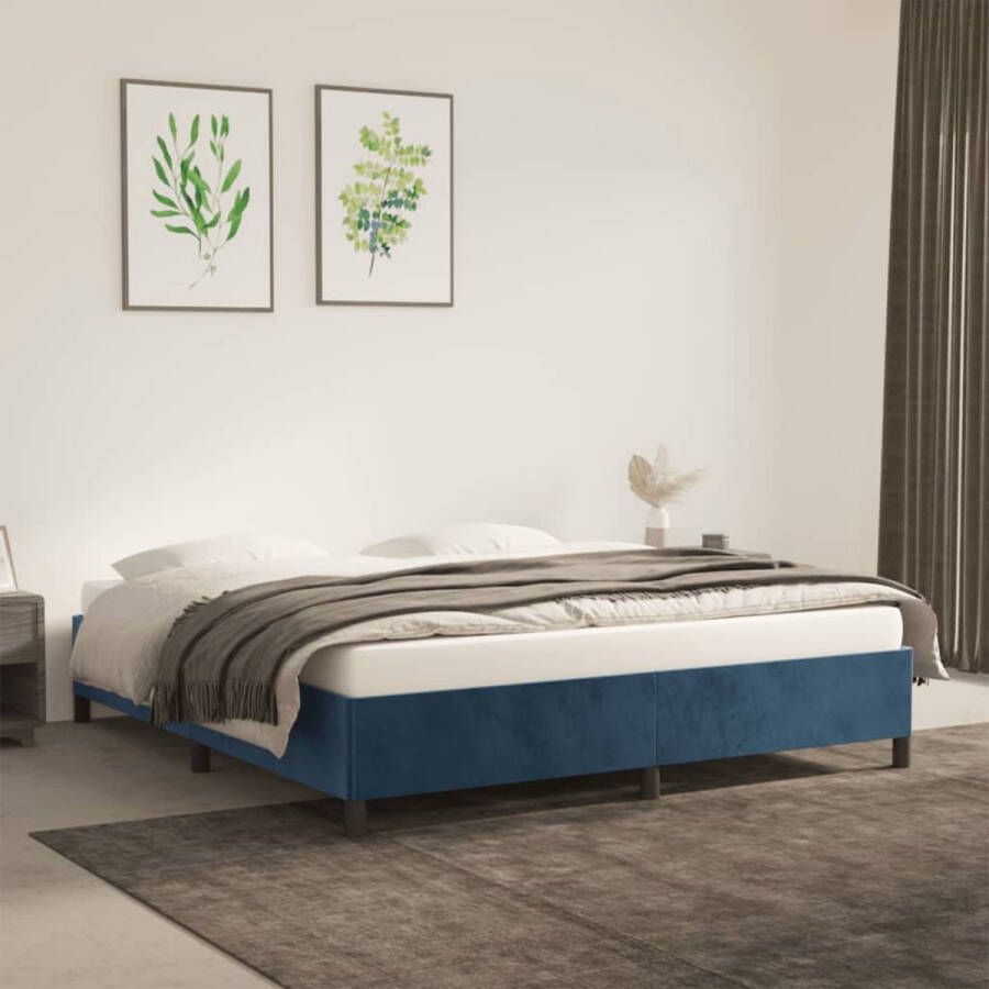 VIDAXL Bedframe zonder matras 180x200 cm fluweel donkerblauw