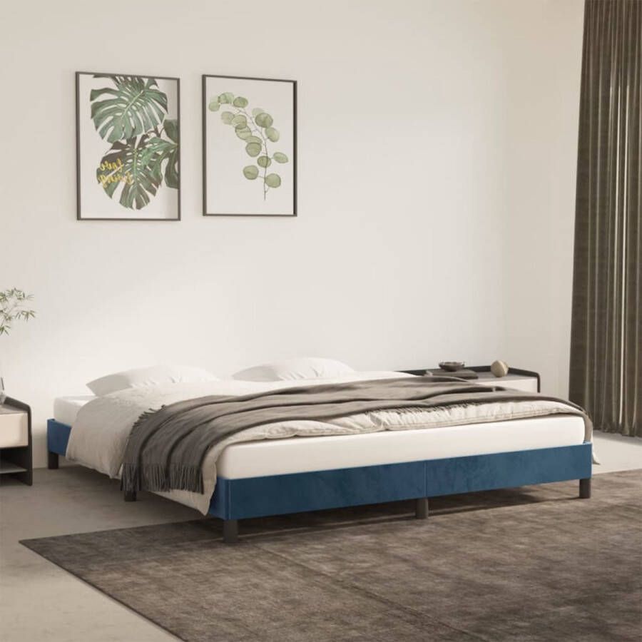 VIDAXL Bedframe zonder matras 180x200 cm fluweel donkerblauw