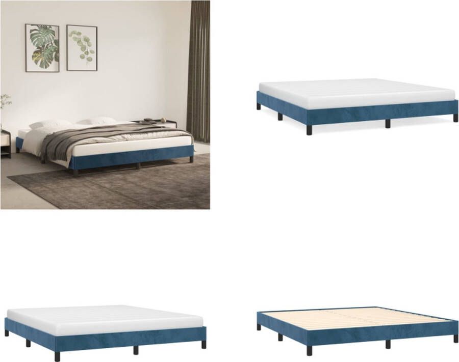 VidaXL Bedframe fluweel donkerblauw 180x200 cm Bedframe Bedframes Slaapmeubel Bedbodem