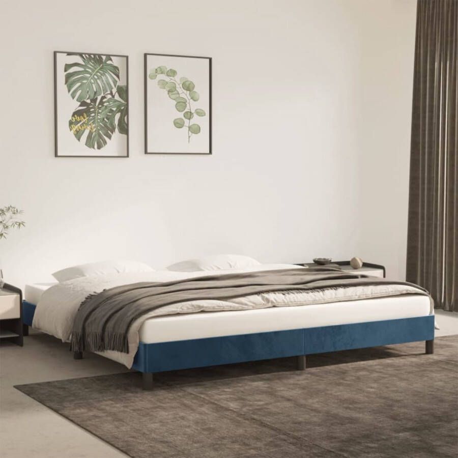 VIDAXL Bedframe zonder matras 200x200 cm fluweel donkerblauw