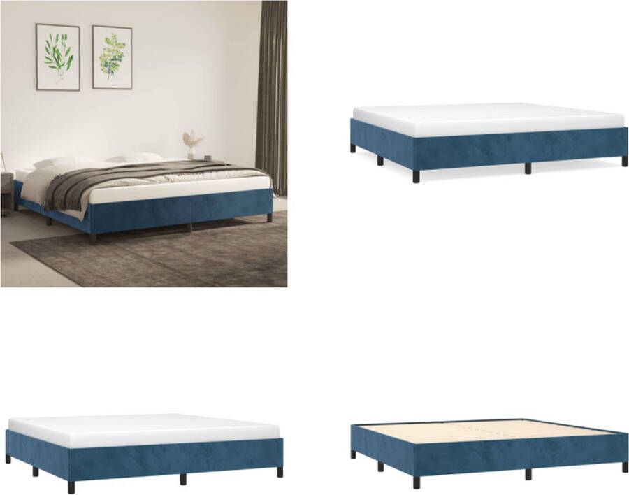 VidaXL Bedframe zonder matras 200x200 cm fluweel donkerblauw Bedframe Bedframes Slaapmeubel Bedbodem - Foto 2