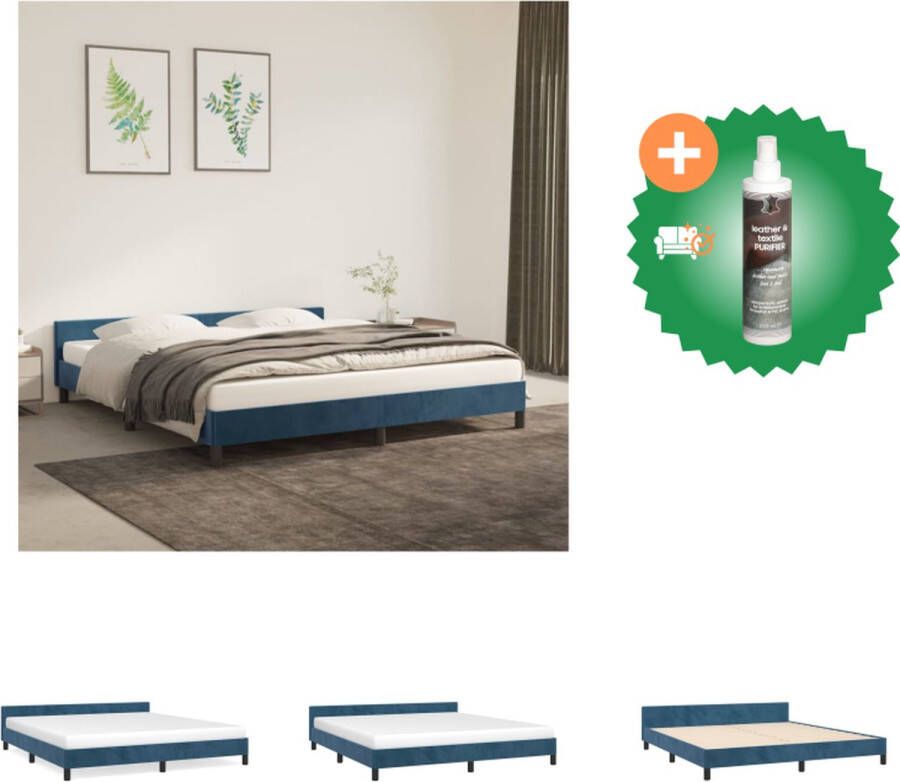 VidaXL Bedframe Fluweel Donkerblauw 203 x 163 x 50 cm Multiplex lattenbodem Bed Inclusief Reiniger