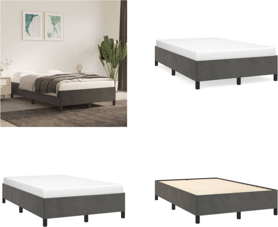 VidaXL Bedframe zonder matras 120x200 cm fluweel donkergrijs Bedframe Bedframes Slaapmeubel Bedbodem - Foto 2