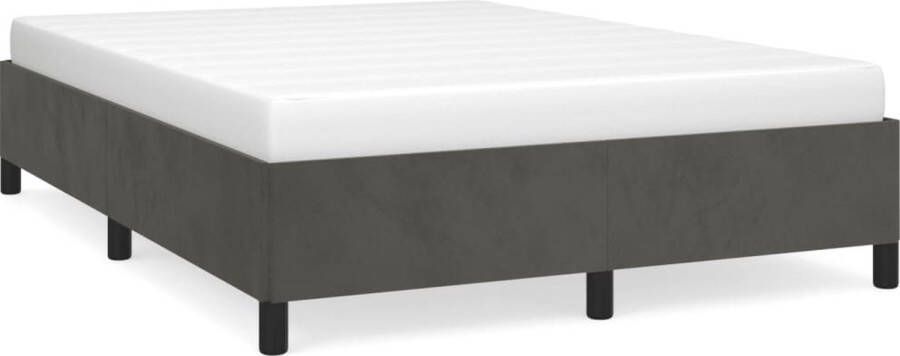 VidaXL Bedframe 140x200 cm Fluweel Donkergrijs Bed Frame Tweepersoons Bed Velvet Bed Frame Luxe Bed Frame Multiplex Lattenbodem Stabiel Bed Frame - Foto 2