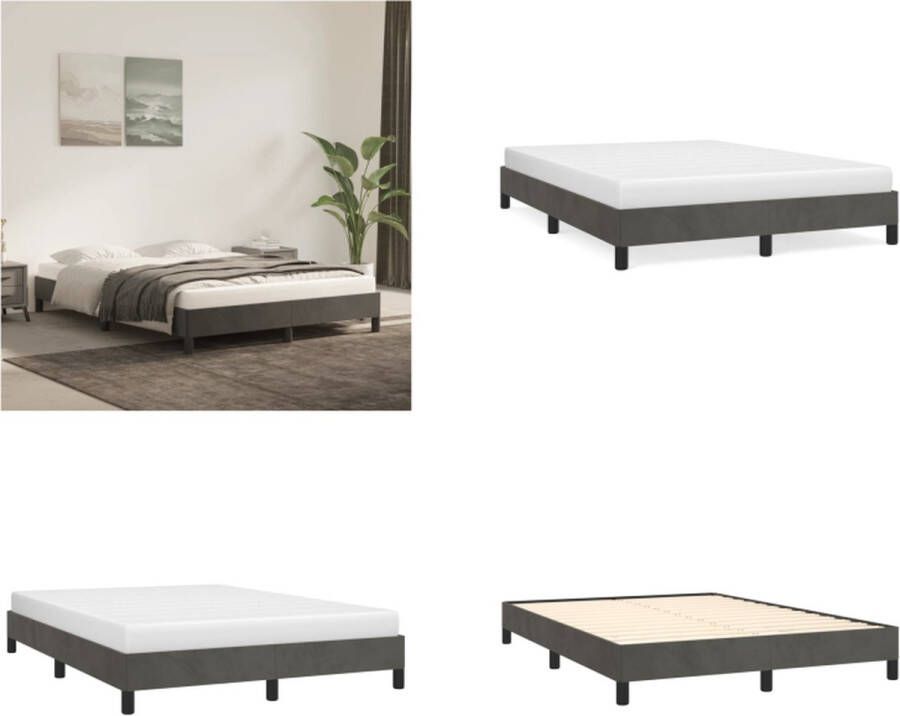 VidaXL Boxspringframe fluweel donkergrijs 140x200 cm Boxspring Bed Frame Boxspring Bed Frames Bed Slaapkamer Meubels - Foto 5