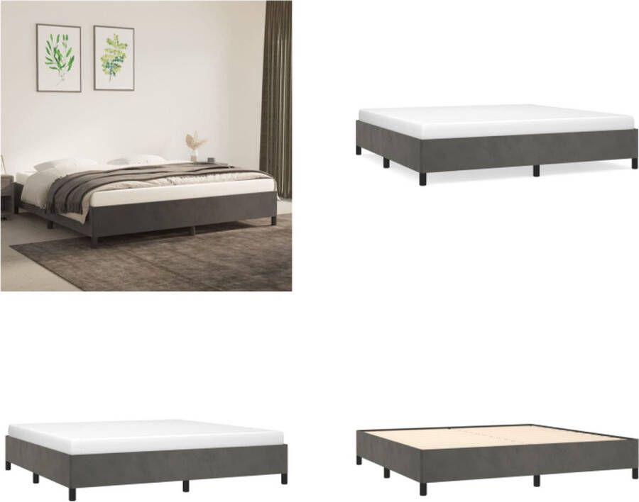 VidaXL Bedframe zonder matras 200x200 cm fluweel donkergrijs Bedframe Bedframes Slaapmeubel Bedbodem - Foto 4