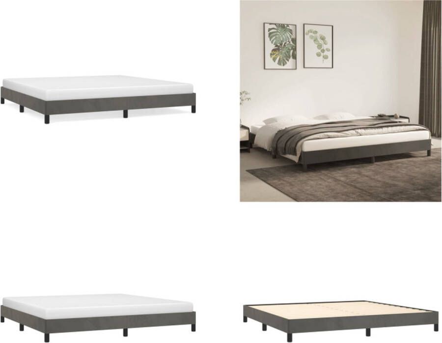VidaXL Bedframe zonder matras 200x200 cm fluweel donkergrijs Bedframe Bedframes Slaapmeubel Bedbodem - Foto 3