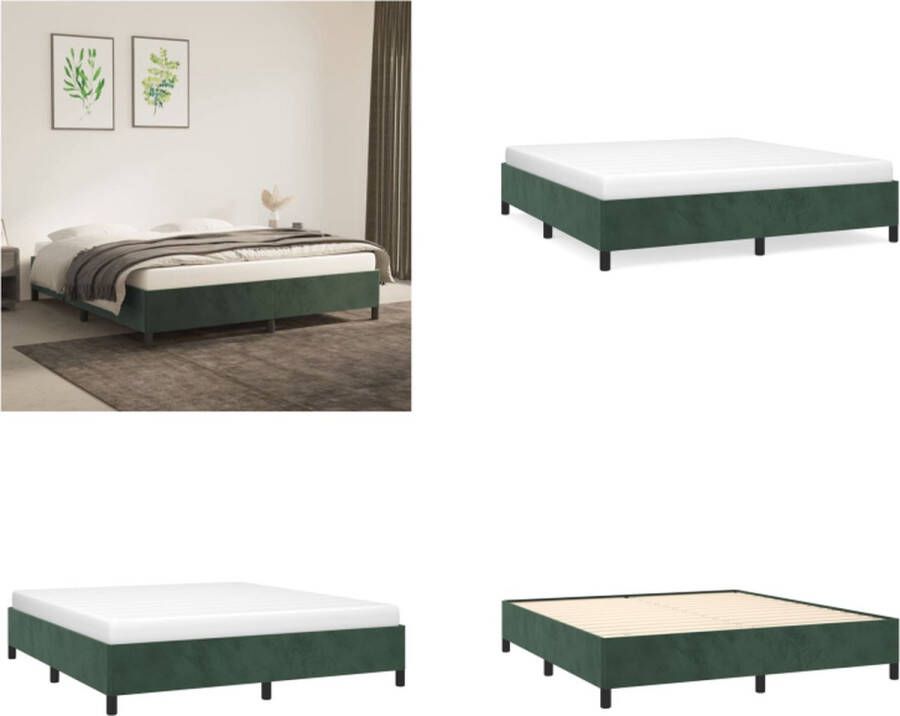 vidaXL Bedframe fluweel donkergroen 160x200 cm Bedframe Bedframes Slaapmeubel Bedbodem