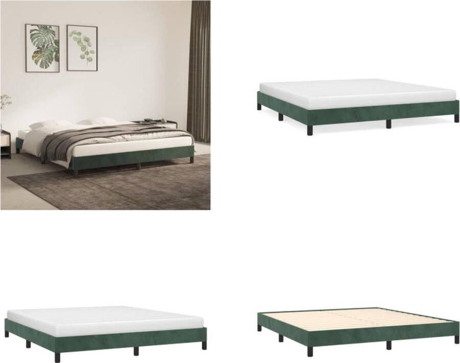 VidaXL Bedframe fluweel donkergroen 180x200 cm Bedframe Bedframes Slaapmeubel Bedbodem