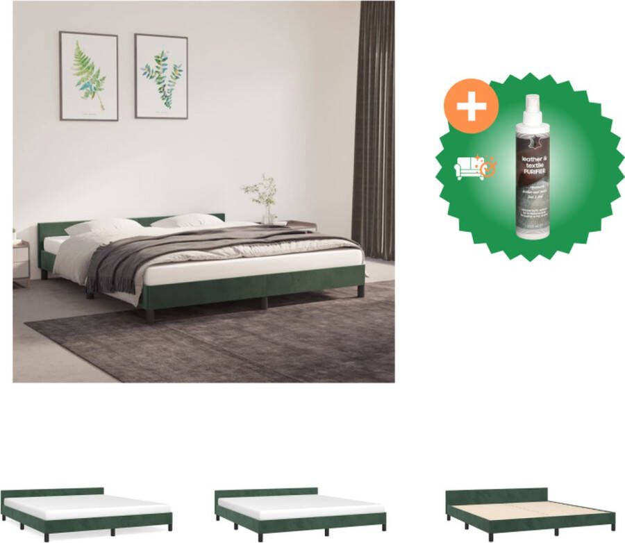 VidaXL Bedframe Fluweel Donkergroen 203 x 166 x 50 cm Stabiele poten Multiplex lattenbodem Bed Inclusief Reiniger
