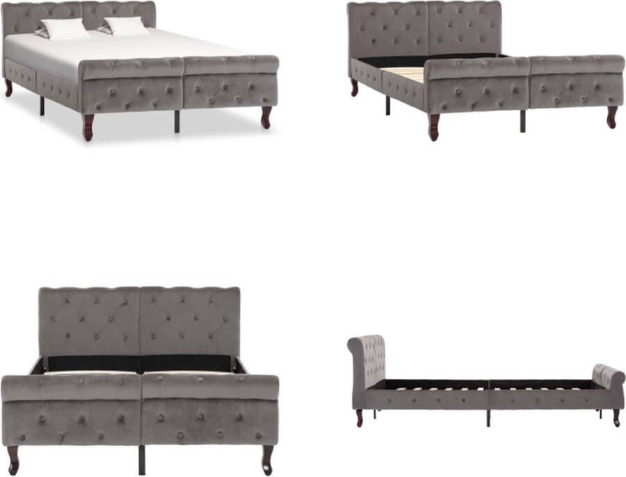 VidaXL Bedframe fluweel grijs 120x200 cm Bedframe Bedframes Bed Bedden