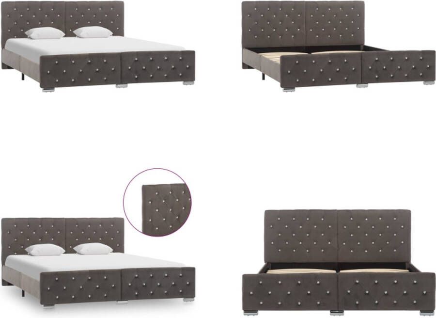 VidaXL Bedframe fluweel grijs 160x200 cm Bedframe Bedframes Bed Bedden