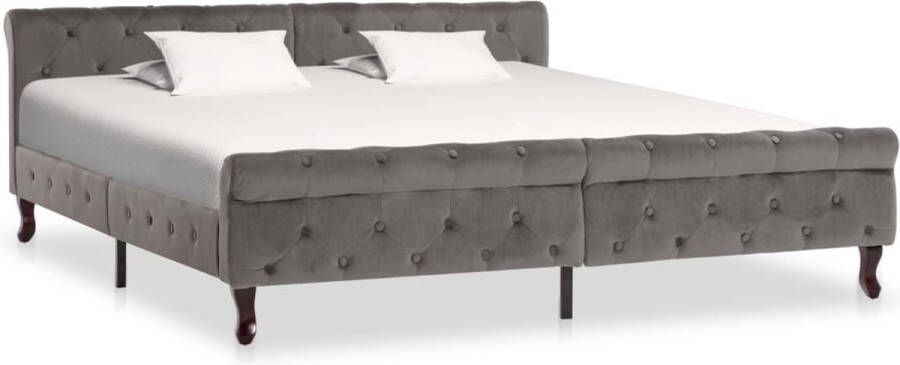 VidaXL Bedframe Fluweel Grijs 180x200 cm Klassieke Bedframe Fluweel Bed Grijze Bed Tweepersoon Bed Boxspring Bed Hoofdbord Bed Houten Bed Modern Bed Minimalistisch Bed - Foto 2