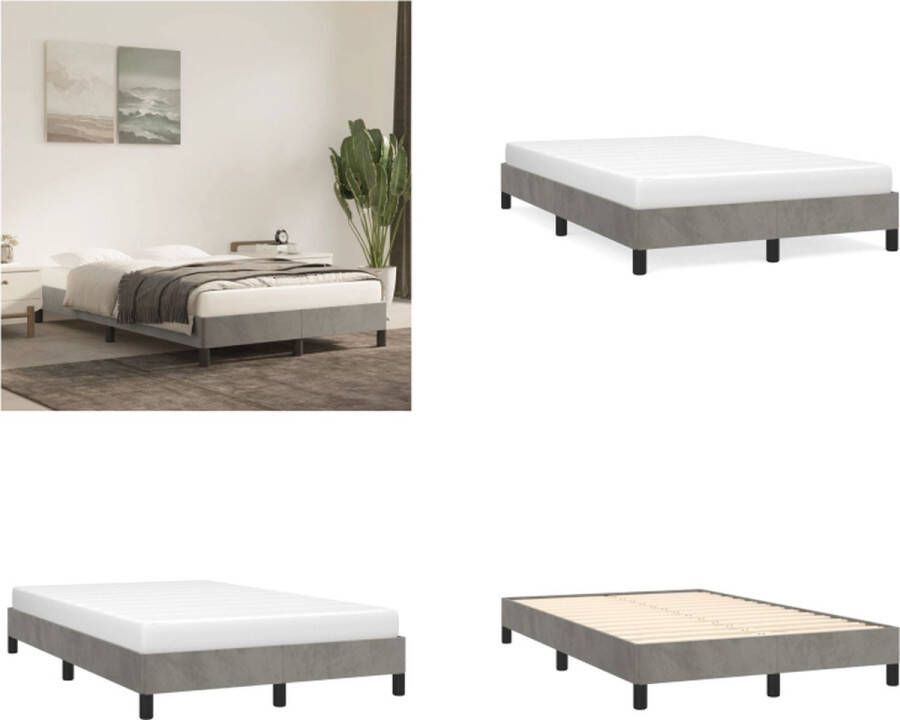 VidaXL Boxspringframe fluweel lichtgrijs 120x200 cm Boxspring Bed Frame Boxspring Bed Frames Bed Slaapkamer Meubels - Foto 2
