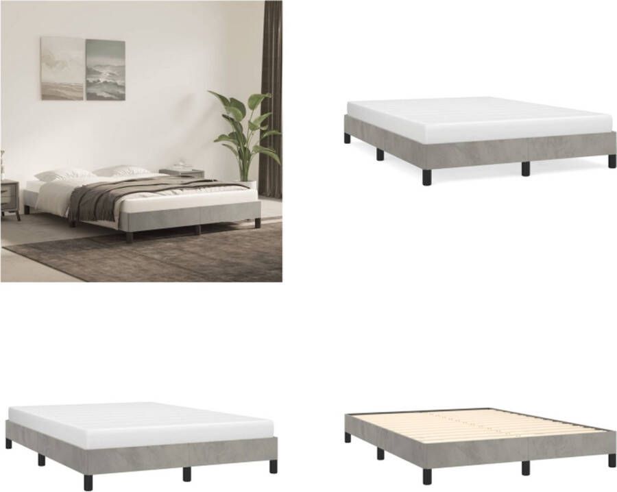 VidaXL Boxspringframe fluweel lichtgrijs 140x200 cm Boxspring Bed Frame Boxspring Bed Frames Bed Slaapkamer Meubels