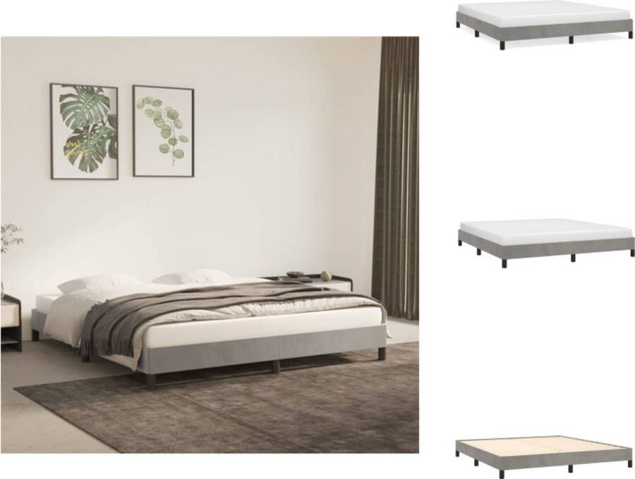 vidaXL Bedframe Fluweel Lichtgrijs 203 x 163 x 25 cm Multiplex Lattenbodem Bed