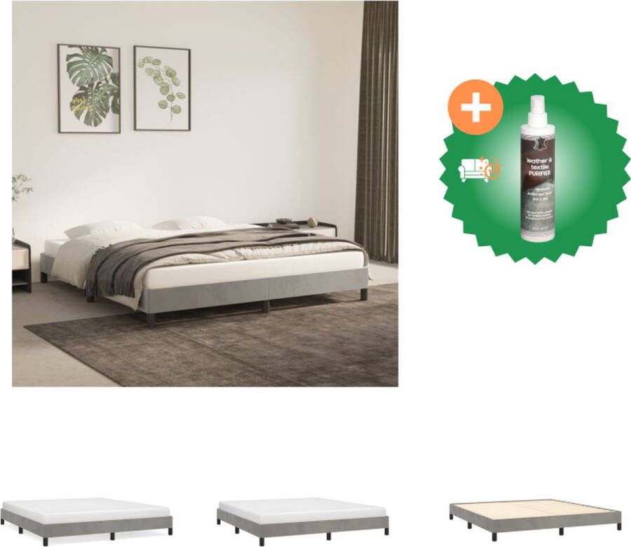 VidaXL Bedframe Fluweel Lichtgrijs 203 x 163 x 25 cm Multiplex Lattenbodem Bed Inclusief Reiniger