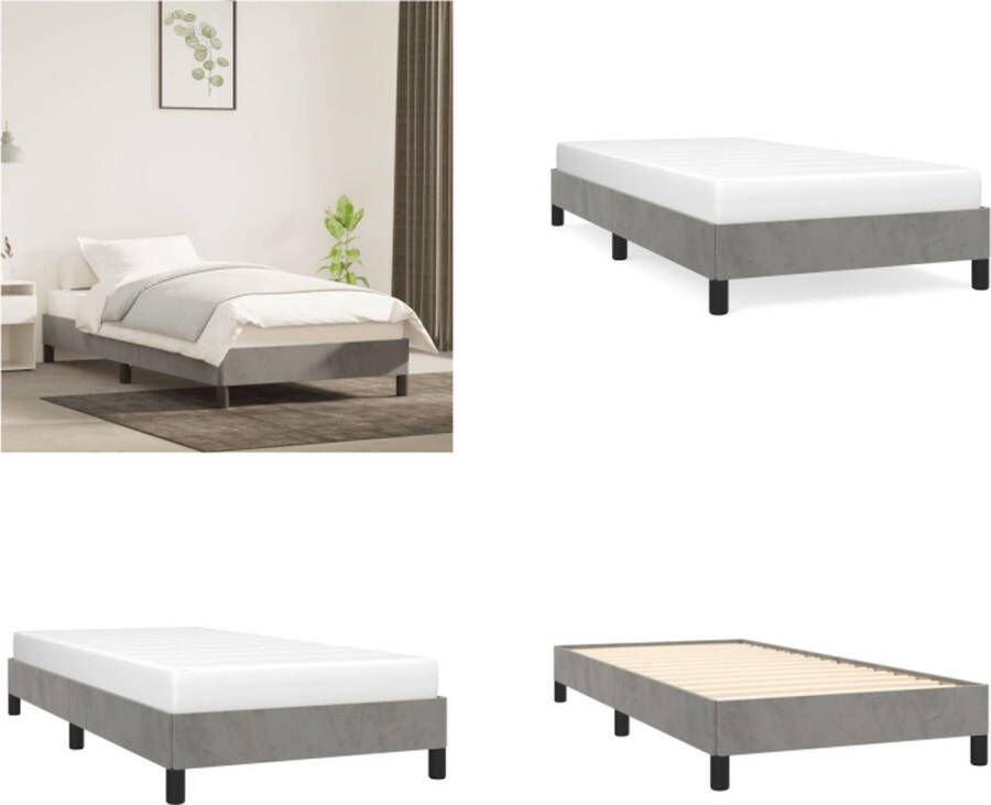 VidaXL Bedframe zonder matras 80x200 cm fluweel lichtgrijs Bedframe Bedframes Bed Ledikant - Foto 3