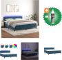 VidaXL Boxspring Donkerblauw Fluweel 203x160x78 88cm LED Pocketvering Bed Inclusief Reiniger - Thumbnail 2