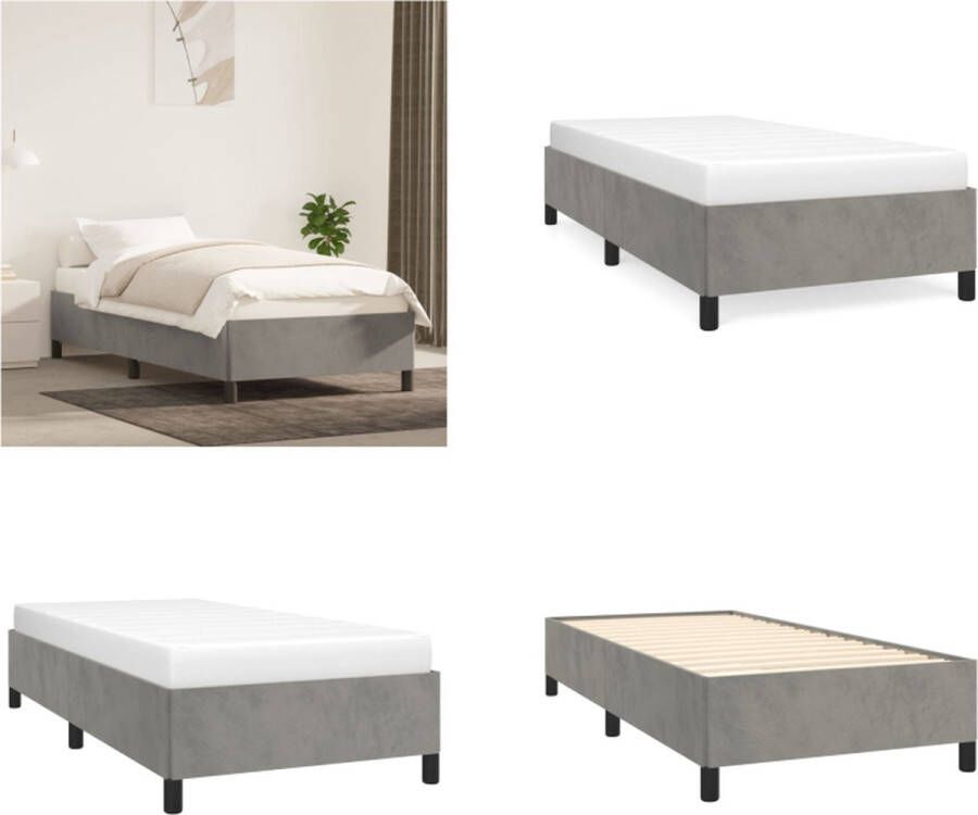 VidaXL Bedframe zonder matras 90x200 cm fluweel lichtgrijs Bedframe Bedframes Bed Ledikant - Foto 2