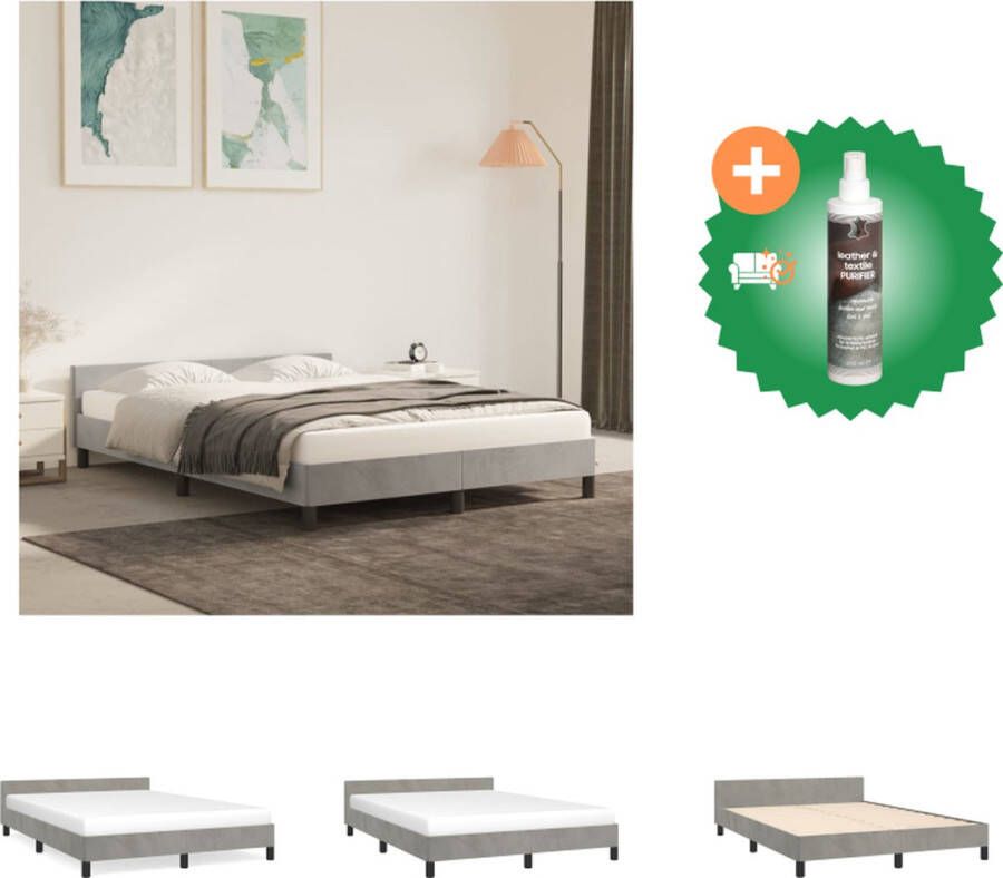 VidaXL Bedframe Fluweel Multiplex lattenbodem Lichtgrijs 203x143x50cm Bed Inclusief Reiniger