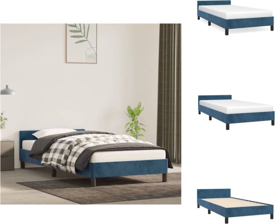 vidaXL Bedframe Fluweel Ondersteunende poten Multiplex lattenbodem Donkerblauw 203 x 83 x 50 cm Geschikt voor 80 x 200 cm matras for Bed