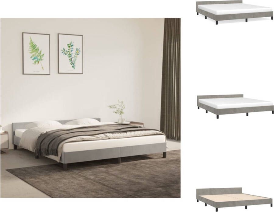 VidaXL Bedframe Fluweel Ondersteunende poten Multiplex lattenbodem Lichtgrijs 203 x 183 x 50 cm Geschikt voor 180 x 200 cm matras Bed