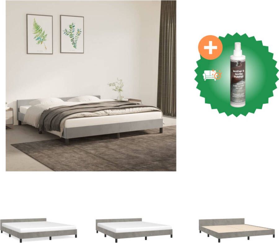 VidaXL Bedframe Fluweel Ondersteunende poten Multiplex lattenbodem Lichtgrijs 203 x 183 x 50 cm Geschikt voor 180 x 200 cm matras Bed Inclusief Reiniger