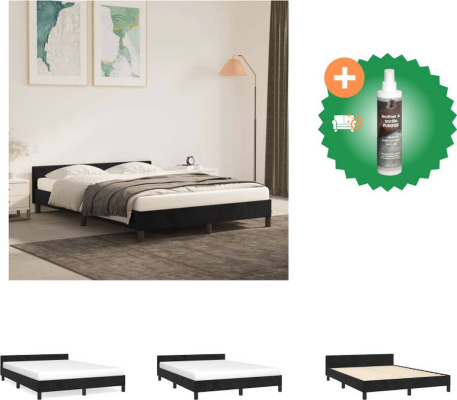 VidaXL Bedframe fluweel ondersteunende poten multiplex lattenbodem zwart 203x143x50cm Bed Inclusief Reiniger
