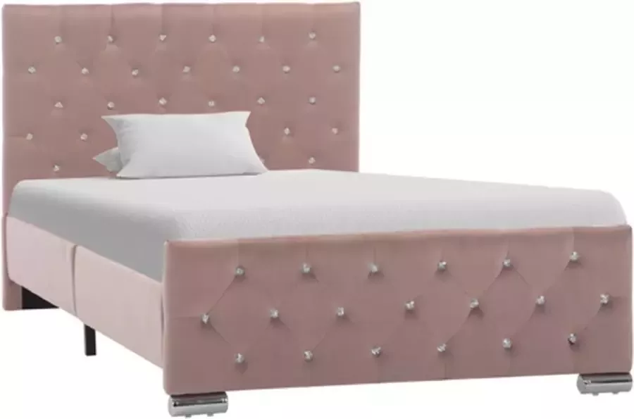 VidaXL -Bedframe-fluweel-roze-100x200-cm - Foto 4