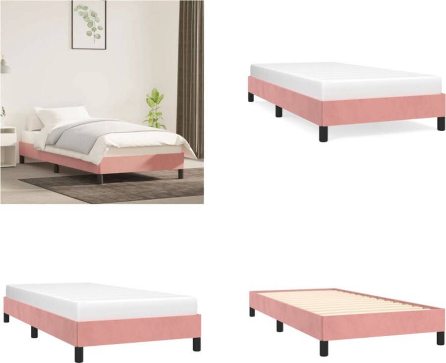 VidaXL Bedframe fluweel roze 100x200 cm Bedframe Bedframes Bed Ledikant - Foto 2