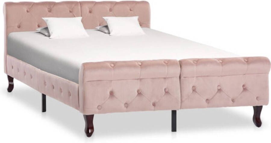 VidaXL Bedframe fluweel roze 120x200 cm - Foto 2