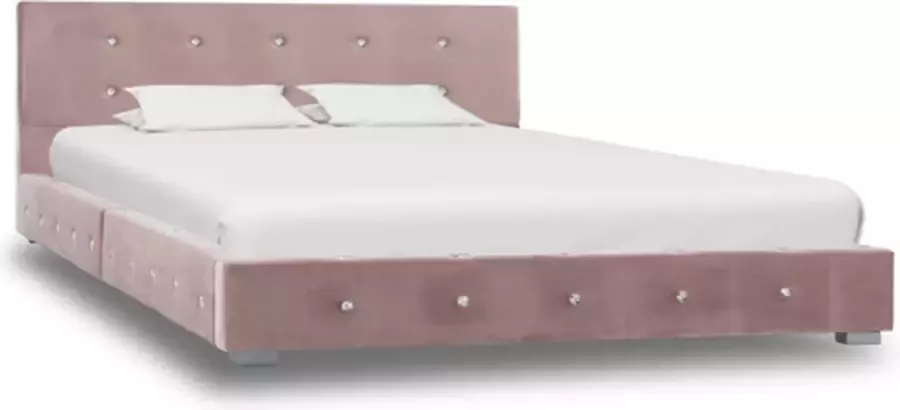 VIDAXL Bedframe fluweel roze 120x200 cm