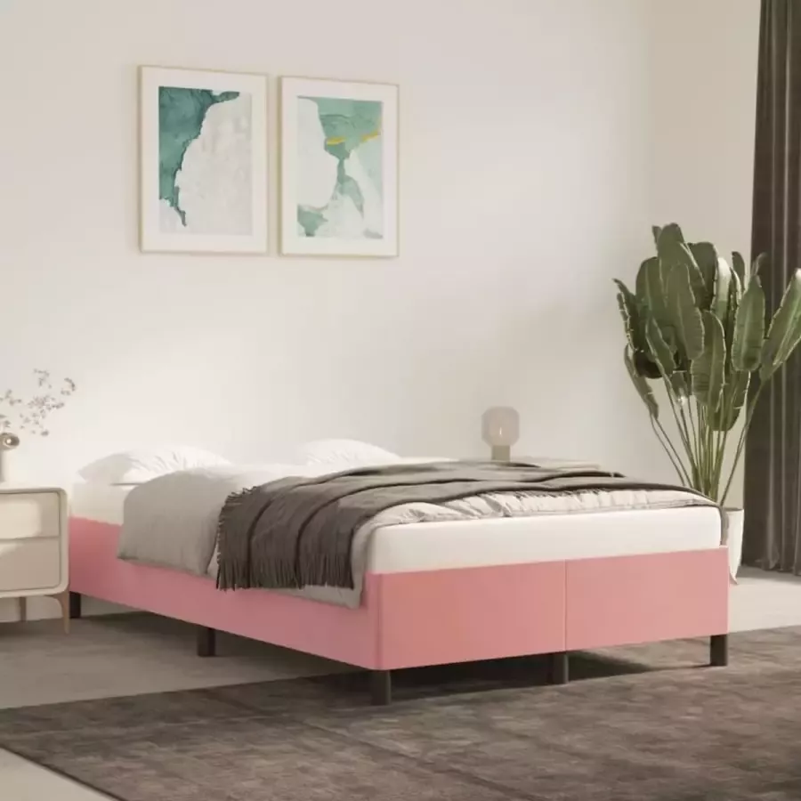 VidaXL -Bedframe-fluweel-roze-120x200-cm