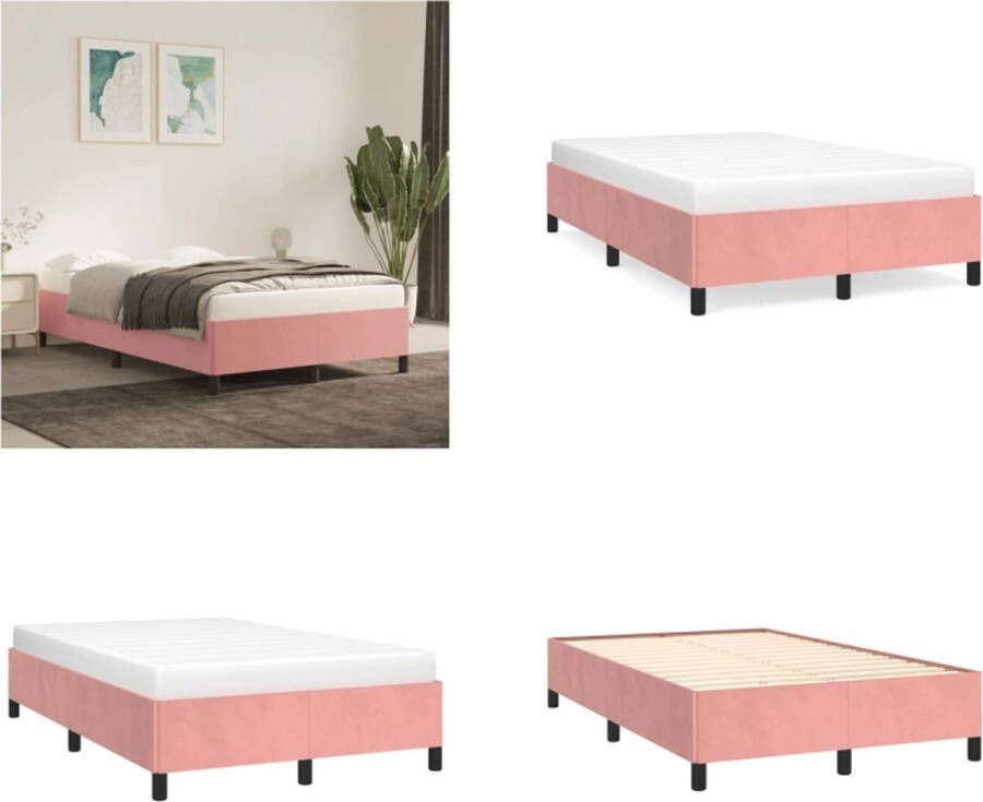 VidaXL Bedframe fluweel roze 120x200 cm Bedframe Bedframes Slaapmeubel Bedbodem