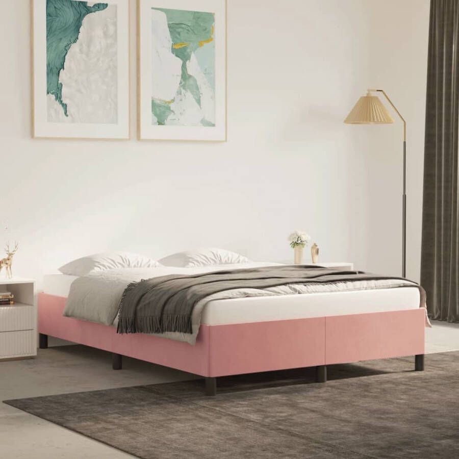 VidaXL -Bedframe-fluweel-roze-140x190-cm