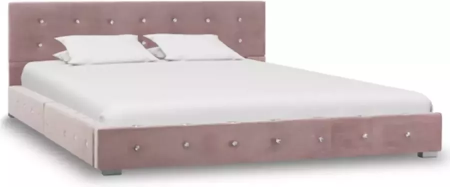 VIDAXL Bedframe fluweel roze 140x200 cm - Foto 1