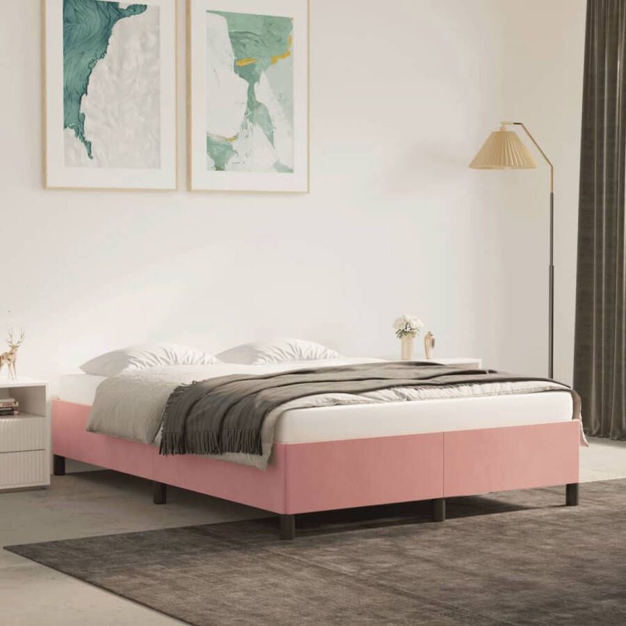 VidaXL -Bedframe-fluweel-roze-140x200-cm