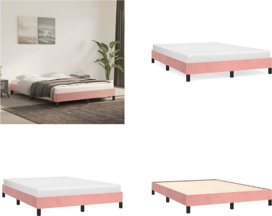 VidaXL Boxspringframe fluweel roze 140x200 cm Boxspring Bed Frame Boxspring Bed Frames Bed Slaapkamer Meubels - Foto 2