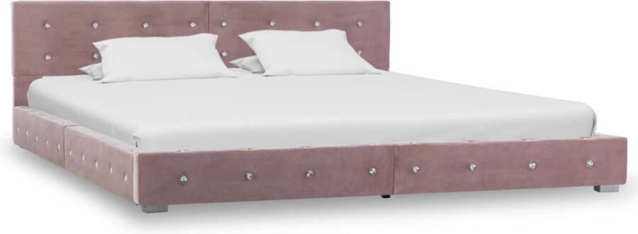 VidaXL -Bedframe-fluweel-roze-160x200-cm