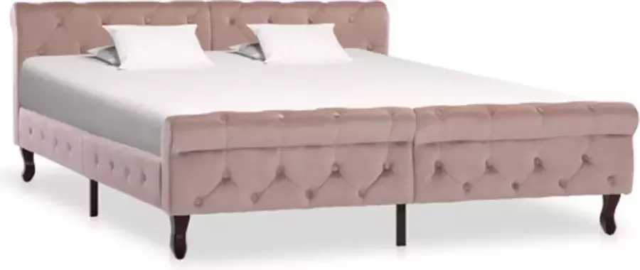 VidaXL -Bedframe-fluweel-roze-160x200-cm - Foto 2