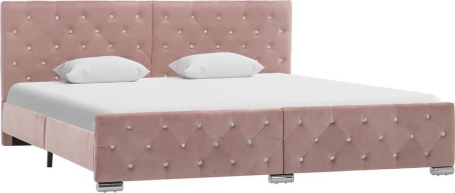 VidaXL -Bedframe-fluweel-roze-180x200-cm