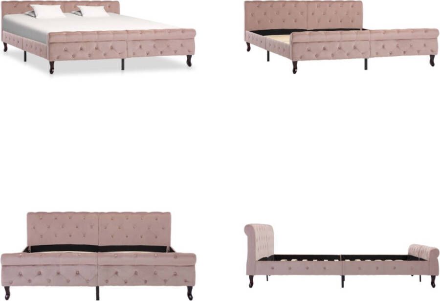 VidaXL Bedframe fluweel roze 180x200 cm Bedframe Bedframes Bed Bedden