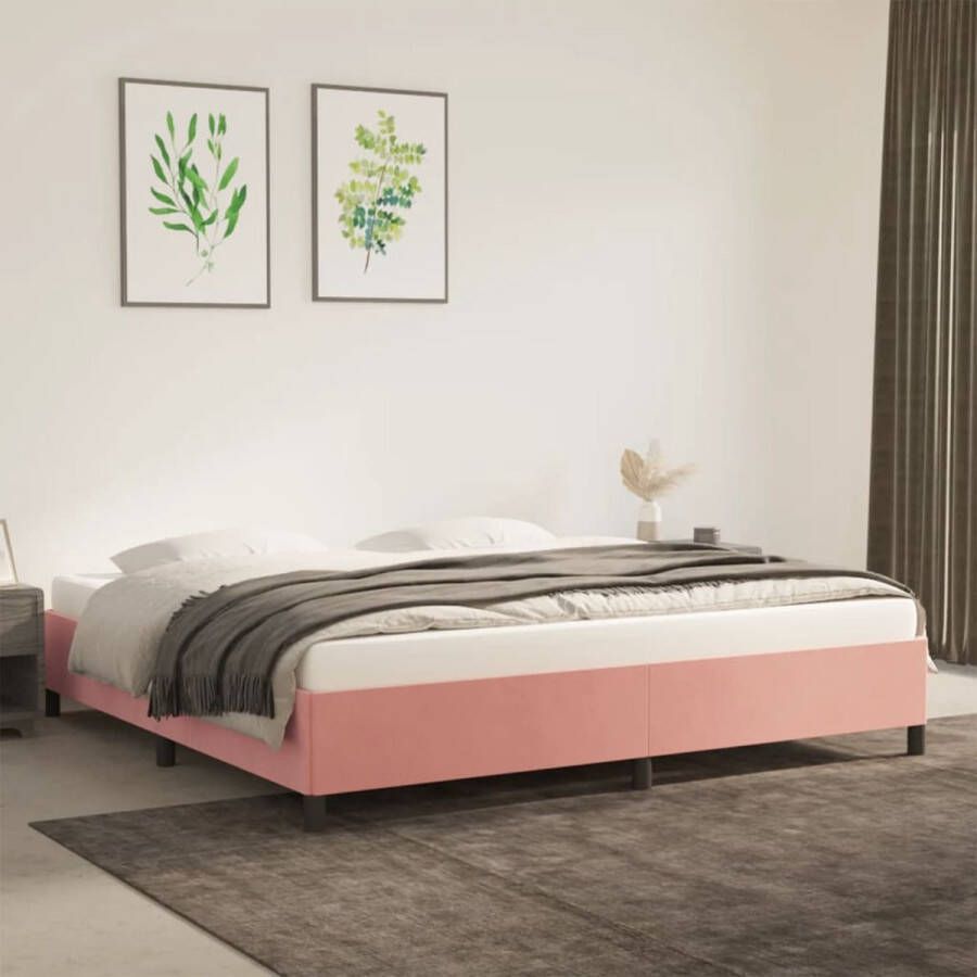VidaXL Boxspringbedframe fluweel roze 200x200 cm - Foto 2