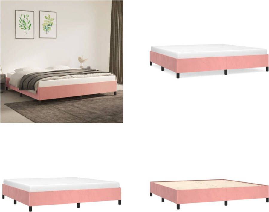 VidaXL Boxspringframe fluweel roze 200x200 cm Boxspring Bed Frame Boxspring Bed Frames Bed Slaapkamer Meubels - Foto 2
