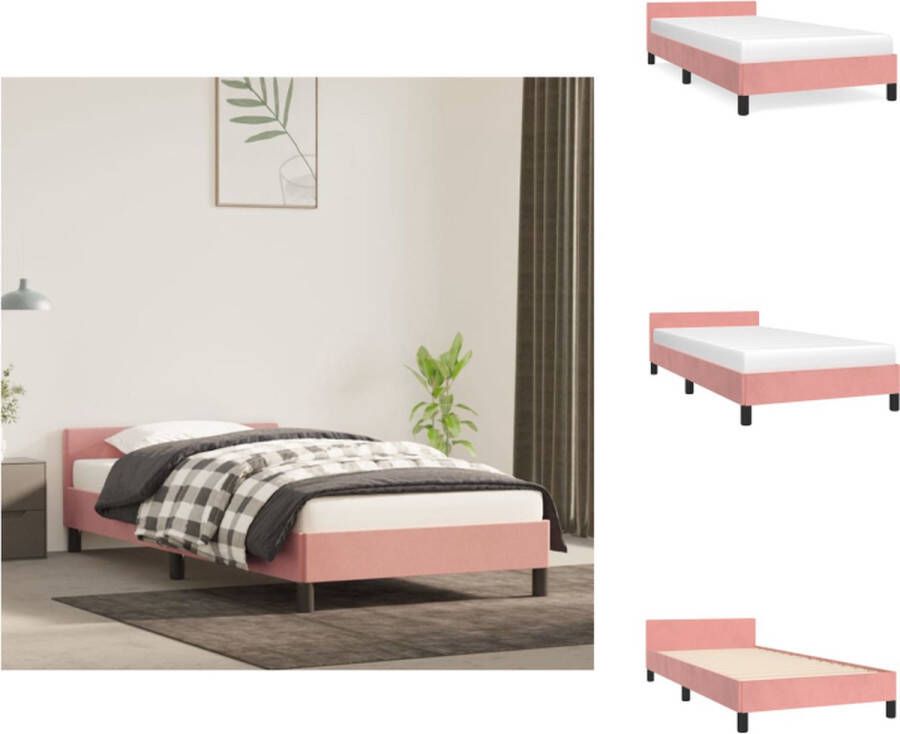 VidaXL Bedframe Fluweel Roze 203 x 93 x 50 cm Multiplex Lattenbodem Bed