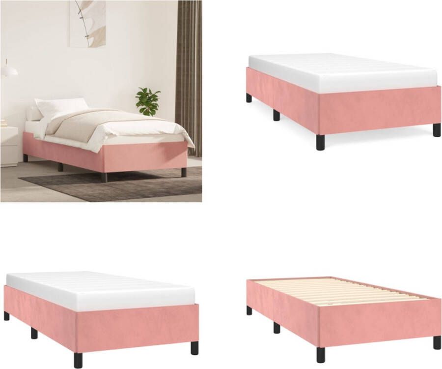 VidaXL Boxspringframe fluweel roze 80x200 cm Boxspringframe Boxspringframes Bed Ledikant - Foto 2