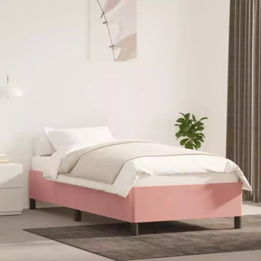 VidaXL -Bedframe-fluweel-roze-90x190-cm